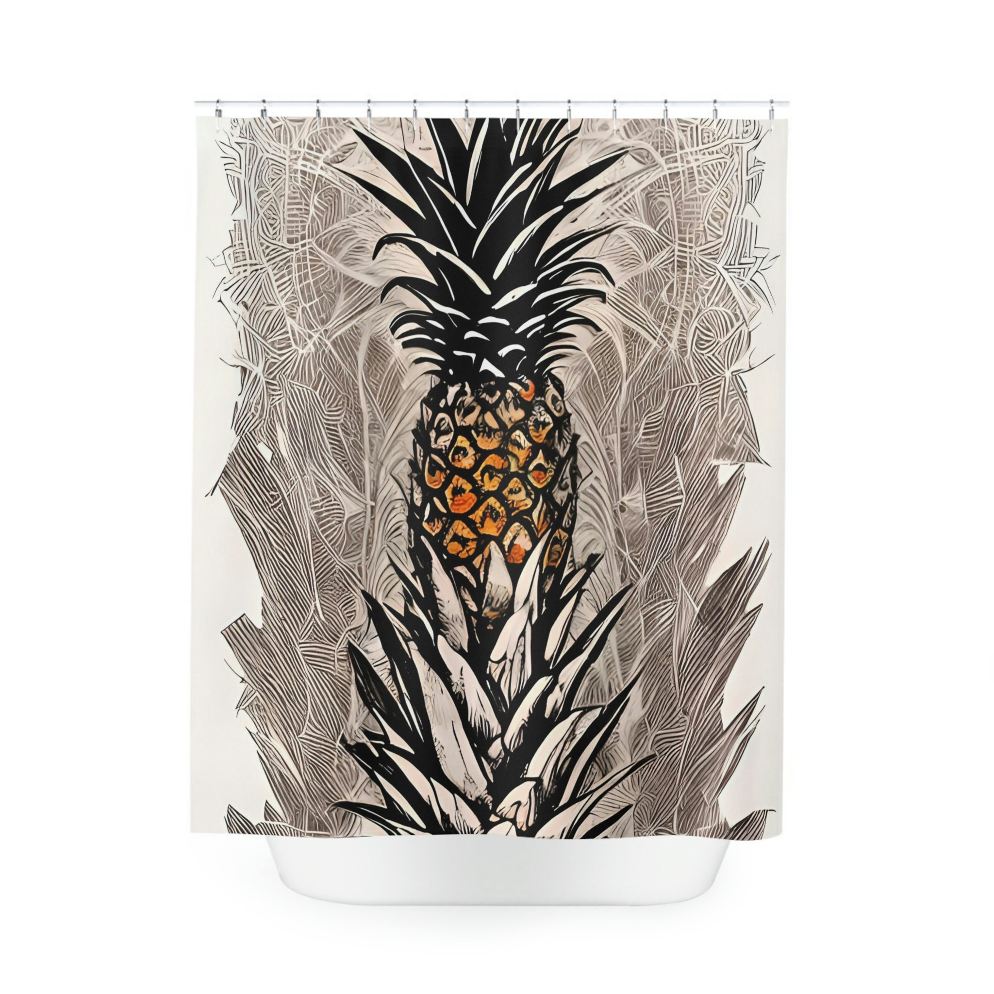 Hand-Drawn Plants Greenhouse Botanical Print Shower Curtain - Image 2