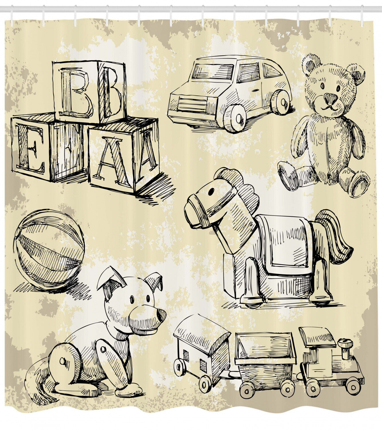 Hand-Drawn Teddy Bear Kids Shower Curtain For Adorable Bathroom Decor - Image 2