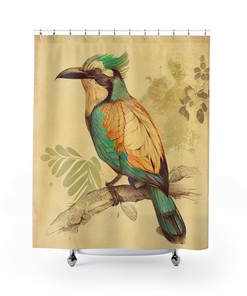Hand-Drawn Tropical Bird Illustration Shower Curtain for a Unique and Refreshing Look