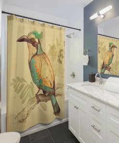 Hand-Drawn Tropical Bird Illustration Shower Curtain for a Unique and Refreshing Look