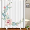 Hand-Painted Cactus Shower Curtain for Naturalist Bathroom Decor