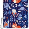 Hand-Painted Owl And Fox Shower Curtain For Cartoon Lovers