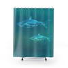 Hand-Painted Shark Motif Watercolor Print Shower Curtain in Deep Teal