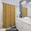 Handcrafted Arts&Crafts Flower Shower Curtain - Yellow Carnation And Rose Print, William Morris Boho Design