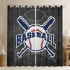 Handmade Baseball Window Curtains- Outdoor Gaming Themed Set Of 2 Panels