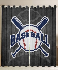 Handmade Baseball Window Curtains- Outdoor Gaming Themed Set Of 2 Panels