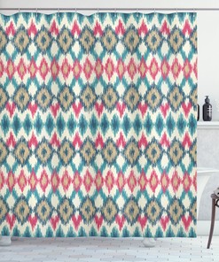 Handmade Boho Print Asian Shower Curtain For Bathroom