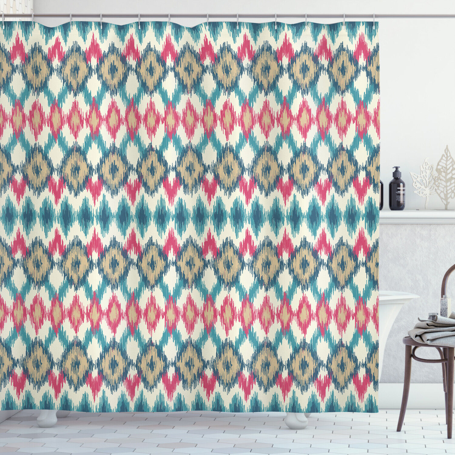 Handmade Boho Print Asian Shower Curtain For Bathroom