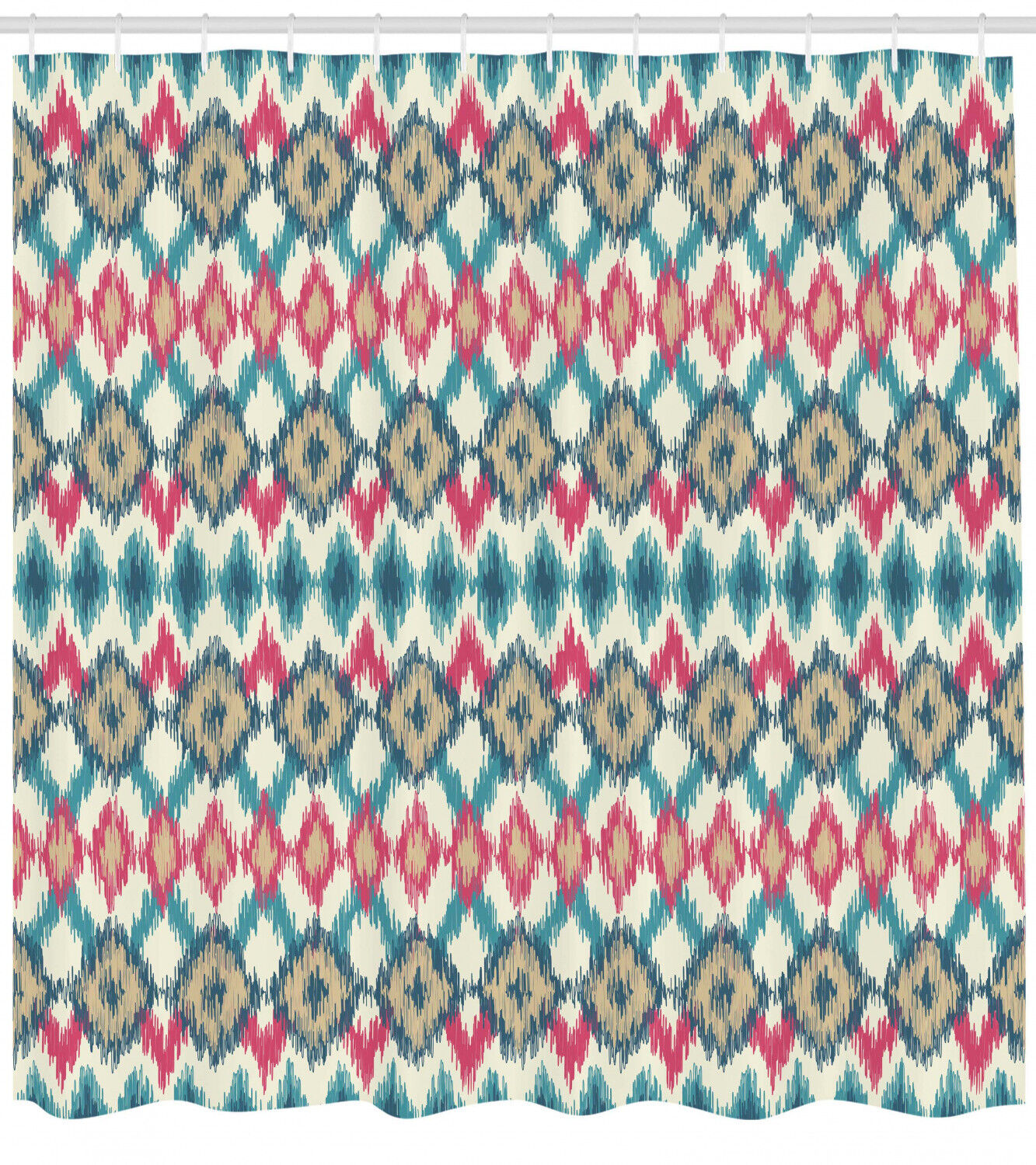 Handmade Boho Print Asian Shower Curtain For Bathroom - Image 2