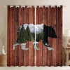 Handmade Rustic Window Curtains With Bear Hunting Wildlife Silhouette Print, Perfect For Nature Lovers