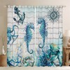 Handmade Seahorse Print Window Curtains for Nautical Home Decor 