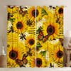 Handmade Sunflower Floral Window Curtains with Nature Animal Butterfly Bee Printing and Geometric Honeycomb Design