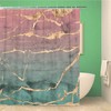 Hand-painted Pink and Green Marble Shower Curtain with Rose Gold Foil Design - Waterproof Fabric Bathroom Curtains 