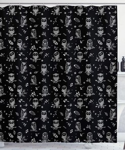 Handsome Cute Night Owl Waterborne Bathroom Waterproof Fabric Shower Curtain