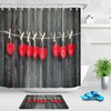 Hanging Heart Papers Wood Wall Shower Curtain for Bathroom Decor