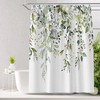 Hanging Leaf Print Shower Curtain - Green for Bathroom Decor