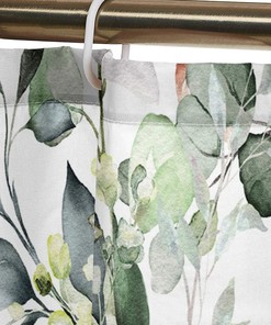 Hanging Leaf Print Shower Curtain - Green for Bathroom Decor