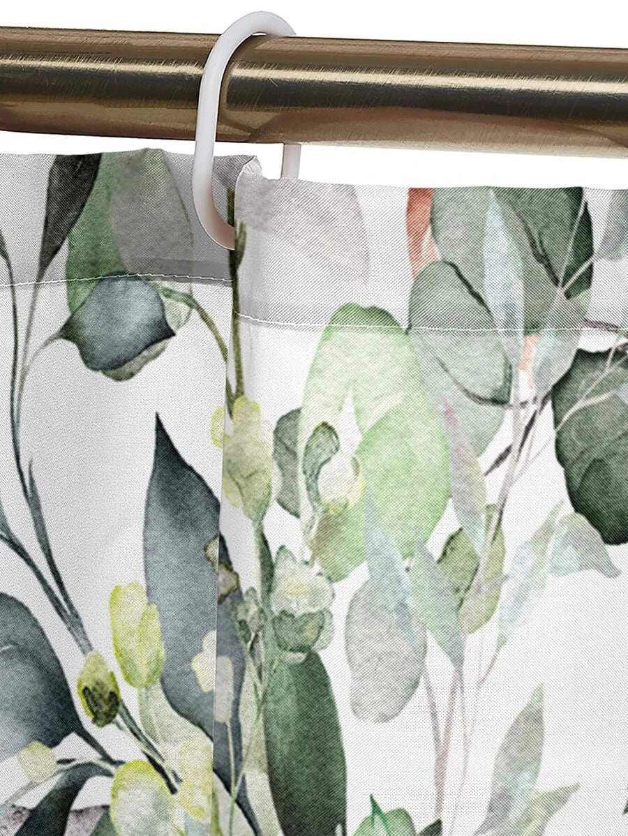 Hanging Leaf Print Shower Curtain - Green for Bathroom Decor
