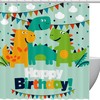 Happy Birthday Dinosaurs Shower Curtain For A Festive Bathroom