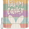 Happy Bunny Colorful Wood Grain Restroom Shower Curtain For Bathroom Decor