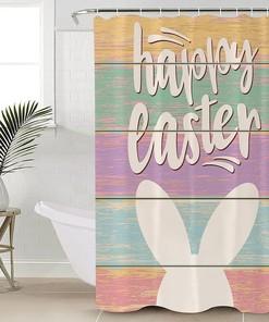 Happy Bunny Colorful Wood Grain Restroom Shower Curtain For Bathroom Decor
