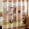 Happy Camper Print Shower CurtainWoodland Animals Forest Bathroom Decor for Women & Kids