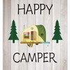 Happy Camper Quote Bathroom Shower Curtain For A Travel Theme 