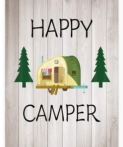 Happy Camper Quote Bathroom Shower Curtain For A Travel Theme 