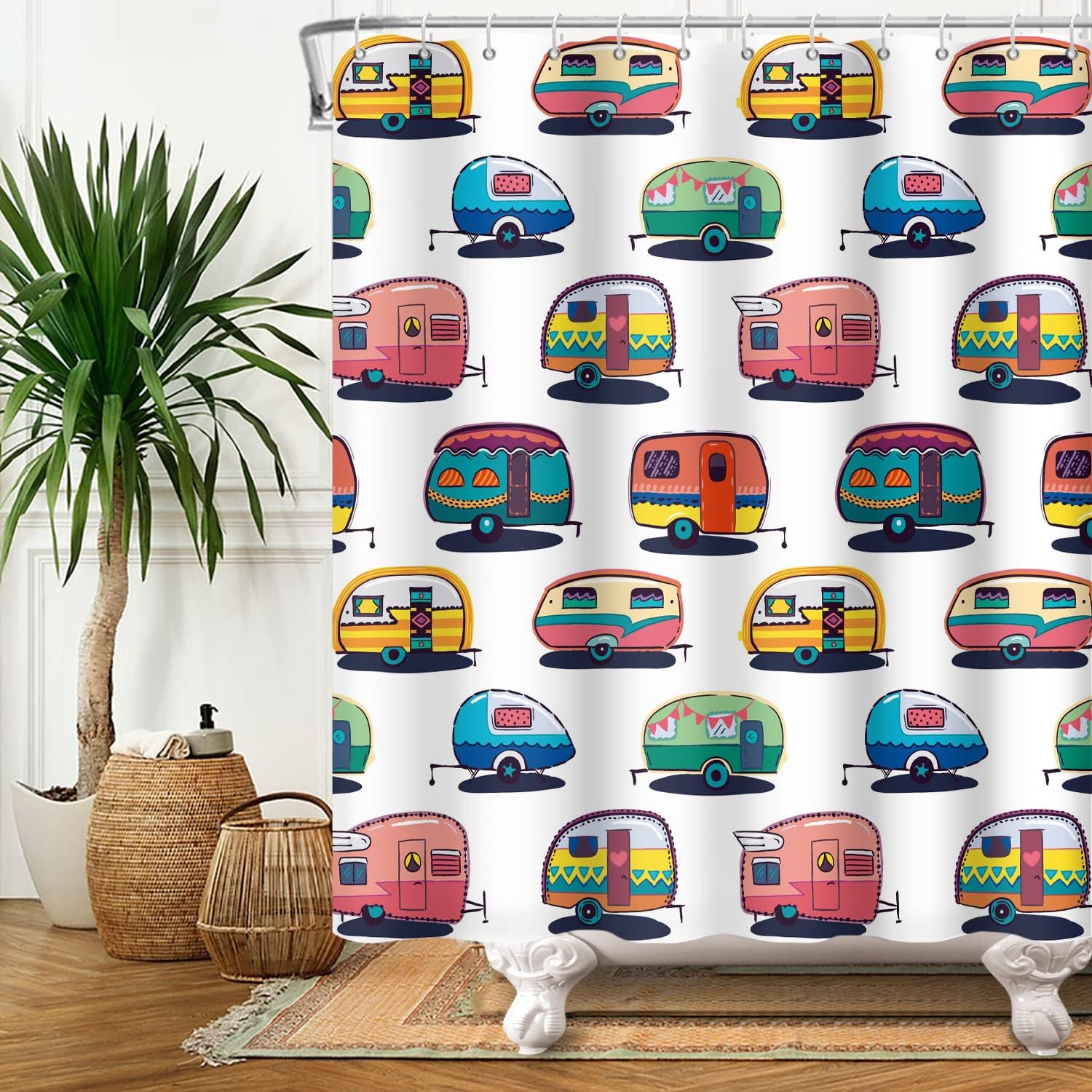 Happy Camper Shower Curtain - Traveler Bathroom Decor