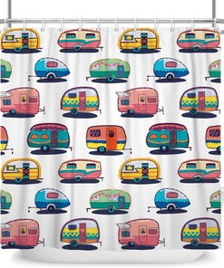 Happy Camper Shower Curtain - Traveler Bathroom Decor