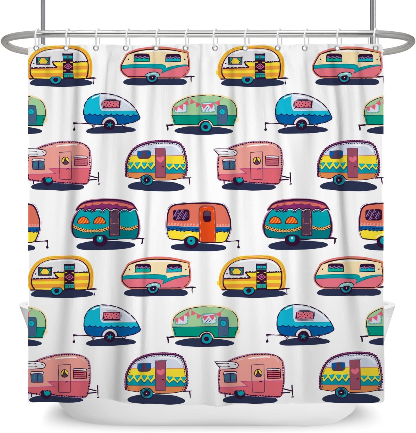 Happy Camper Shower Curtain - Traveler Bathroom Decor