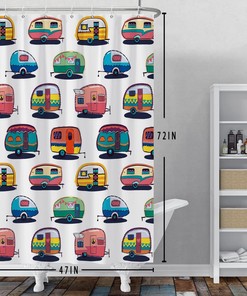 Happy Camper Shower Curtain - Traveler Bathroom Decor