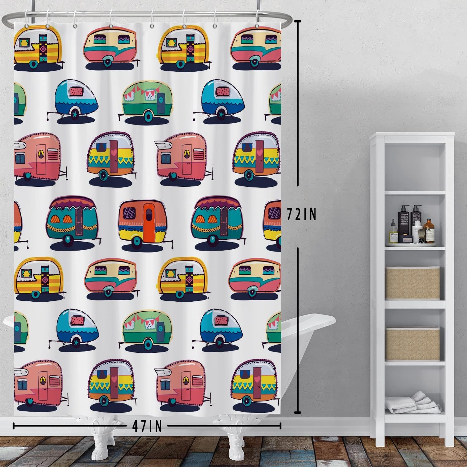 Happy Camper Shower Curtain - Traveler Bathroom Decor