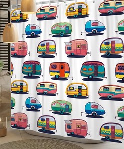 Happy Camper Shower Curtain - Traveler Bathroom Decor