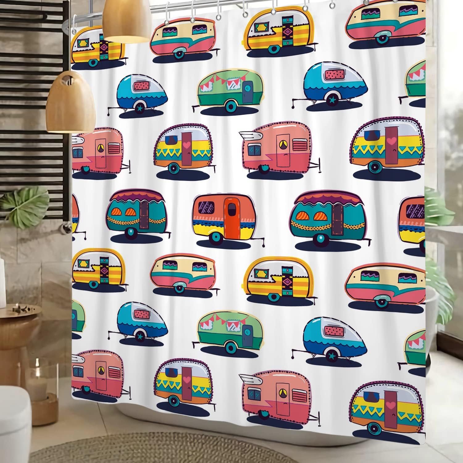 Happy Camper Shower Curtain - Traveler Bathroom Decor