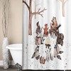 Happy Camper Shower Curtain With Mountain And Forest Design