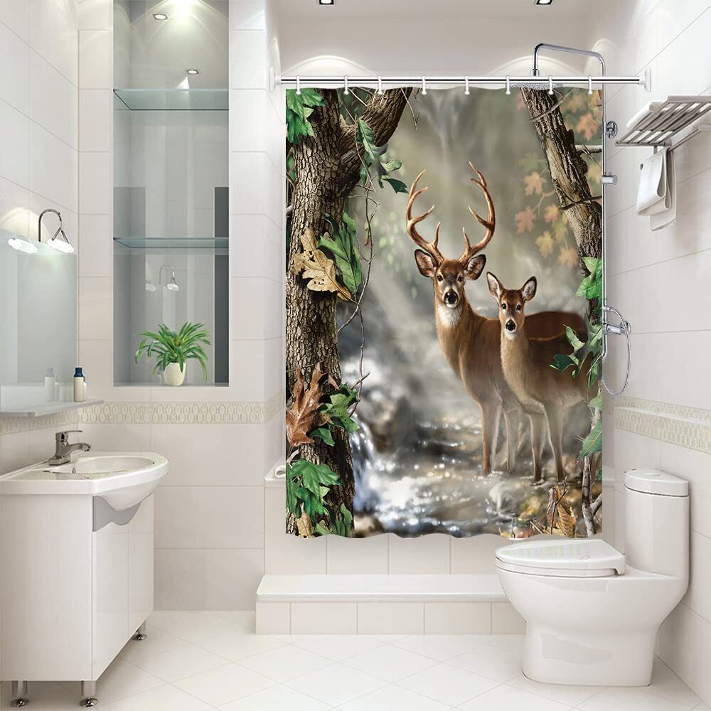Happy Camper Shower Curtain With Tent Design - Image 2