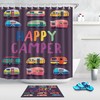 Happy Camper Trailer Waterproof Fabric Bathroom Hooks Shower Curtain For A Travel Theme 