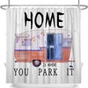 Happy Camper Travel Trailer Camping Waterproof Fabric Shower Curtain for Bathroom Decor
