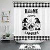 Happy Campers Black White Rustic Plaid Funny Gnome Shower Curtain - Cute Bathroom Decor