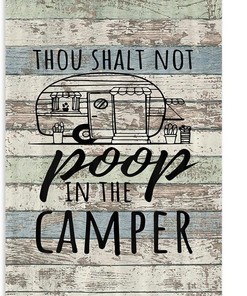 Happy Camping Shower Curtain - A Fun And Positive Bathroom Idea For Travel Trailers