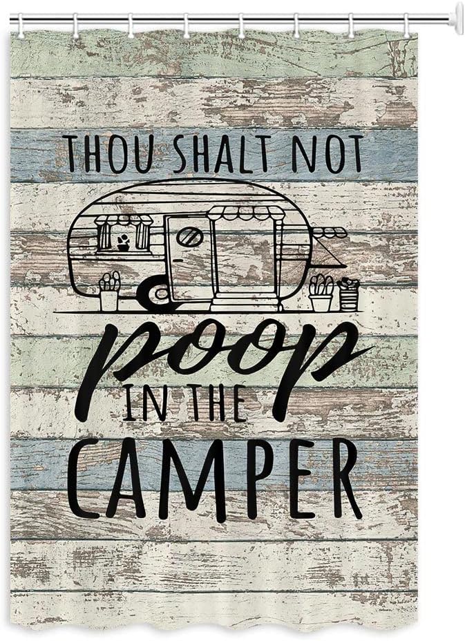 Happy Camping Shower Curtain - A Fun And Positive Bathroom Idea For Travel Trailers
