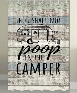 Happy Camping Shower Curtain - A Fun And Positive Bathroom Idea For Travel Trailers