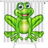 Happy Cartoon Frog Shower Curtain with Mascot Character Design for A Fun and Cute Bathroom Decor
