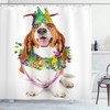 Happy Dog Jester Hat Mardi Gras Print Shower Curtain for Bathroom