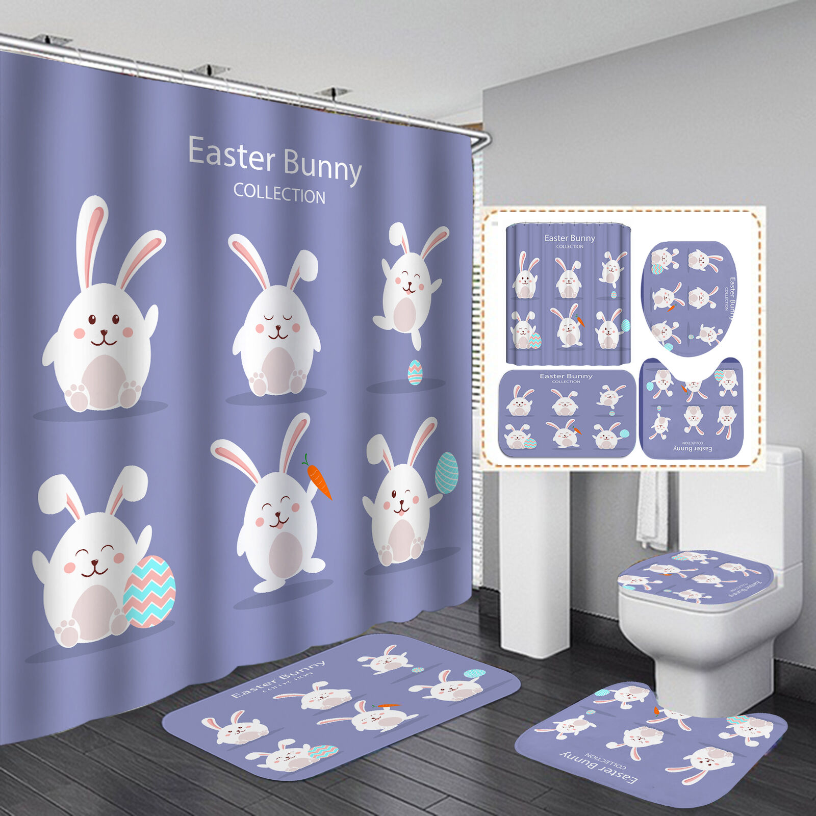 Happy Easter Baby Rabbit Shower Curtain