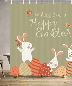 Happy Easter Bunny Fabric Shower Curtain For Bathroom Decor