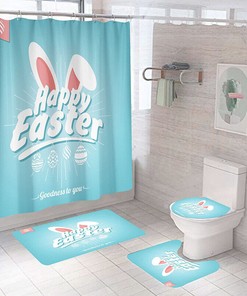 Happy Easter Bunny Rabbit Ears Shower Curtain to Brighten Up Your Bathroom