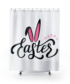 Happy Easter Bunny Shower Curtain - Cute Holiday Bathroom Decor
