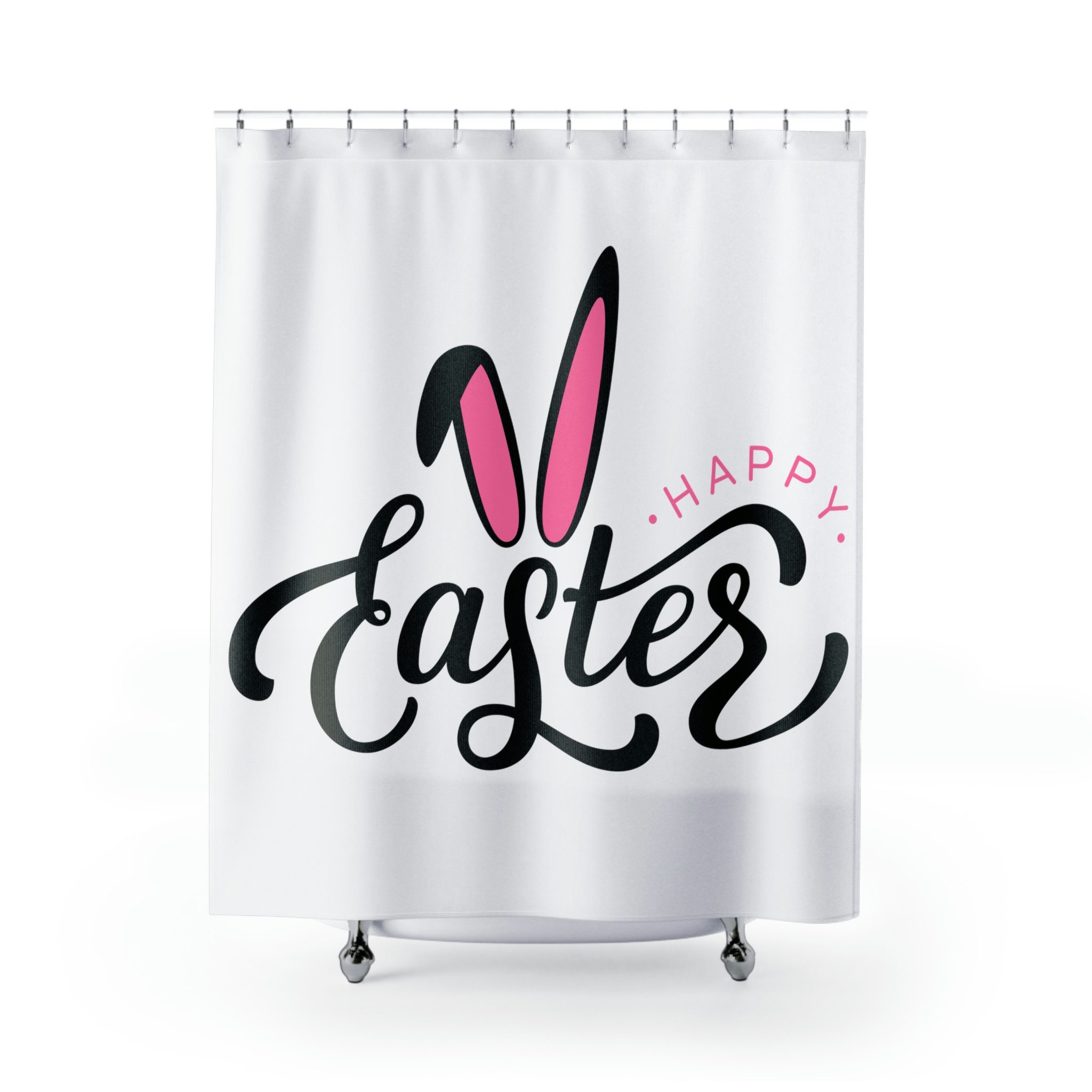 Happy Easter Bunny Shower Curtain - Cute Holiday Bathroom Decor